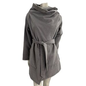 Pink Martini Grey Wrap Coat Belted Asymmetrical Minimalist Soft Jacket Womens S
